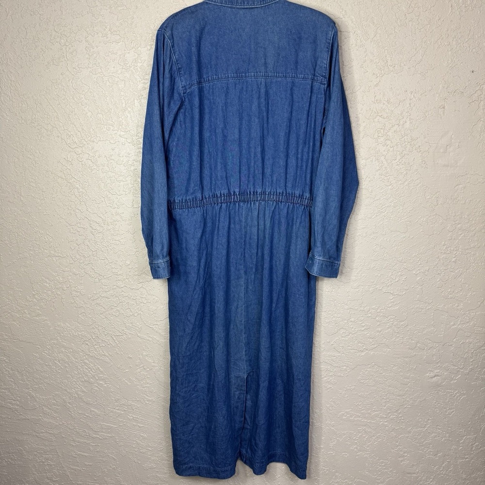 VTG Denim Midi Shirt Dress Womens 18 Long Sleeve Buttons Modest Prairie Cottage - Picture 2 of 14